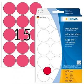 HERMA Vielzweck-Etiketten 32mm leuchtrot VE=360 Stück