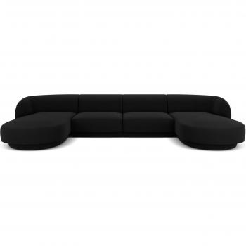 Canapé 5 places en velours noir Micadoni Home