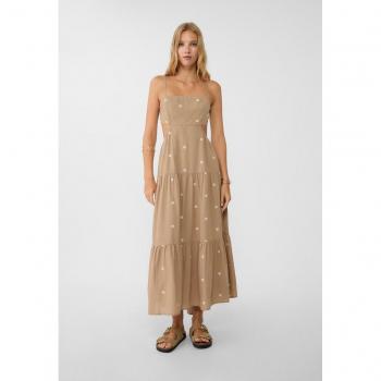 Gelbbraunes Fließkleid mit Cut-outs von Stradivarius