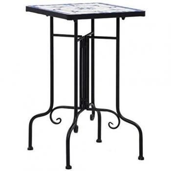 Table de bistro mosaïque bleu et blanc