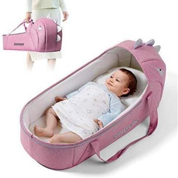 SUNVENO Dinosaurierkorb 1‑12 Monate, Rosa