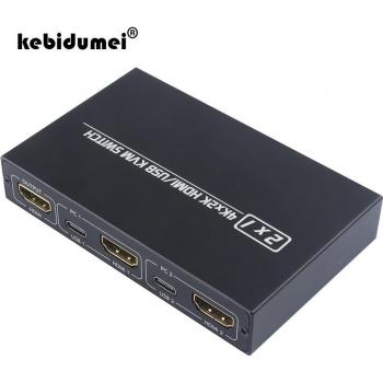 Interruptor de video KVM 2x1 con teclado y ratón