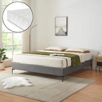 Doppelbett Lilla Textil 140 x 200 cm Dunkelgrau