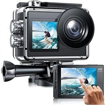 ActionCamera 4K Dual‑Display – 1350 mAh Akkus + Zubehör‑Kit