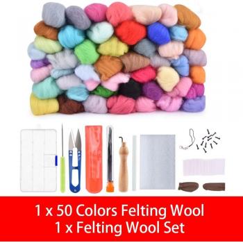 Kit d'artisanat en laine feutre 30/50 couleurs avec aiguilles