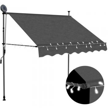 VidaXL Manual Retractable Awning with LED 59.1 Anthracite