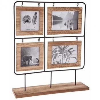 Pêle-mêle en bois 36 x 10 x 42 cm Beige et Noir