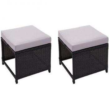 MCW G16 Polster + Pouf Set – 2er-Set, Schwarz, hellgraue Sitzkissen