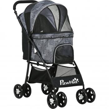Pet Stroller, Dog Cat Travel Carriage with Wheels, Brake