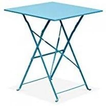 Bureau de plein air Oviala 60×60 cm, couleur bleue, 2 assises