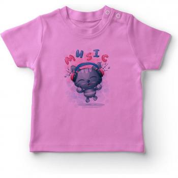 Angemiel Baby Mädchen T-Shirt Kätzchen Musikdesign Rosa