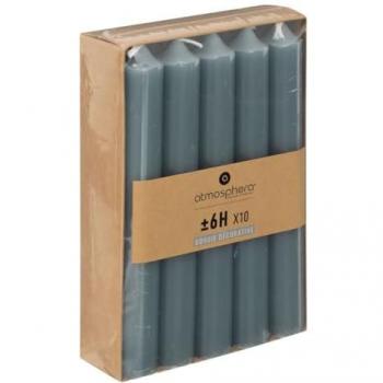 Lot de 10 bougies bâtons Hugo en coton bleu orage H16cm