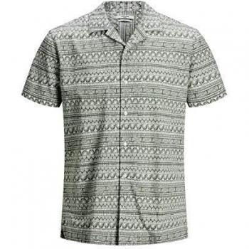 Camisa de Manga Corta con Diseño Africano (Verde, XL)