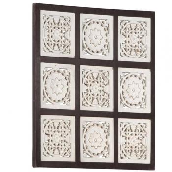 Pannello Intagliato a Mano 60x60 cm MDF Marrone e Bianco