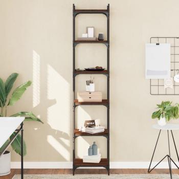 6-Tier Brown Oak Bookcase 40x30x188 cm Engineered Wood vidaXL