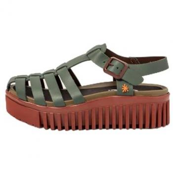 Leather Breeze 1157521DI003 – Damen‑Sandale Brighton Grün, 39, 4 cm Höhe