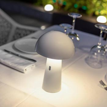 LED Akku Tischleuchte Shitake Weiß IP44