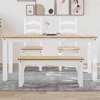 Mesa de comedor en pino macizo, modelo Panama, 160x80x75 cm (blanco)