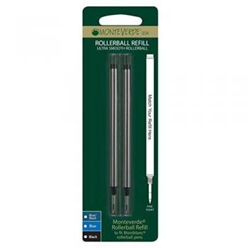 Schwarze Monteverde M222BK Fine Point Refills für Montblanc Rollerball – Pack von 2