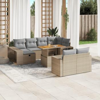 VidaXL Salon de Jardin avec Coussins 11 pcs, Canapés de Terrasse, Ensemble de Meubles de Patio, Mobilier d'Extérieur, Beige 3276515