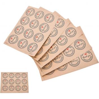Runde Kraftpapier-Danke-Etiketten 60 Stück