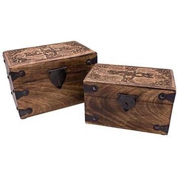 Mittelalterliche Holzlade Kreuz Truhe Schmuckschatulle 73675