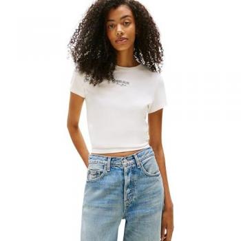 Tommy Jeans Maglietta A Maniche Corte Essential Logo2 Slim Fit Ecru M