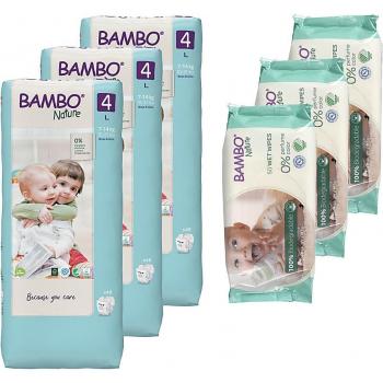 Bambo Nature GentleGuard Size 4 Pack – 144 Diapers, 150 Wipes