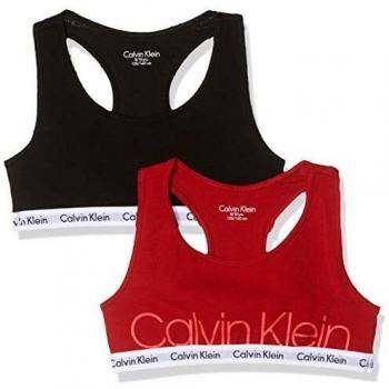 Calvin Klein 2pk Bralette Soutien-Gorge, Rouge (1ChilliPepper/1Black2 0KS), 128