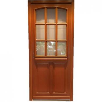 Porte d'entrée bois vitrée Agatha, dimensions 215 × 80 cm – modèle droit, poignée et barillet à l’onglet