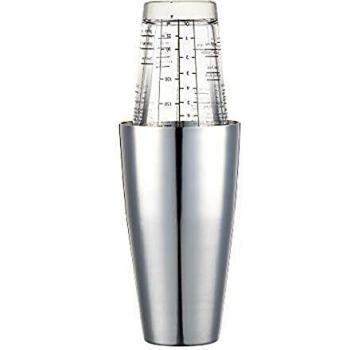 BarCraft Boston Cocktail Shaker Set with Printed Recipes, Stainless Steel, 400ml