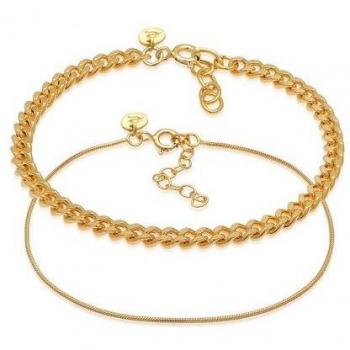 Elli Premium 16 cm Damen‑Armbänder mit Panzerkette in Silber‑Gold