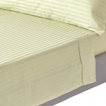 Sage Green Satin Stripe Flat Sheet