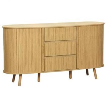 Elder Oak Oval Sideboard, Sliding Door Design, 150x40x79cm