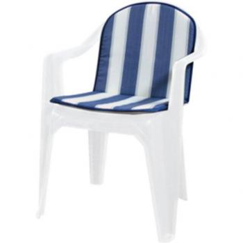 Coussin Dossier pour Chaise Rayé Bleu 8pcs