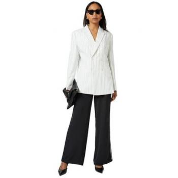 Classic Natural Linen Pinstripe Double Breasted Suit Jacket