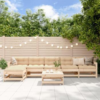 Salon extérieur modular 7 pcs, bois massif, coussins