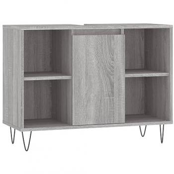 Mueble Compacto de Baño 80×33×60 cm – Gris Sonoma, Madera Multicapa