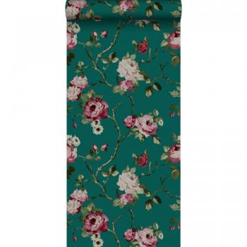 Papier peint floral vert
