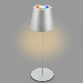 Lampe de table Briloner LED rechargeable 7507015 chrome mat RGBW IP44 avec contrôle tactile