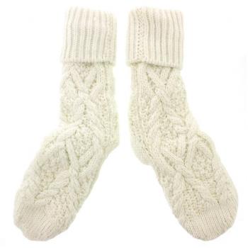 Stivali morbidi Nebraska Cable Slipper Socks bianco brillante