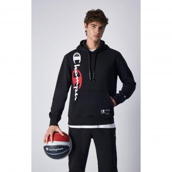 Felpa Nera con Cappuccio e Inserti Mesh per Basket
