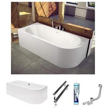 ECOLAM Modern Design Wanne – 150 x 75 cm, weiß, zwei Personen, inklusive Schürze