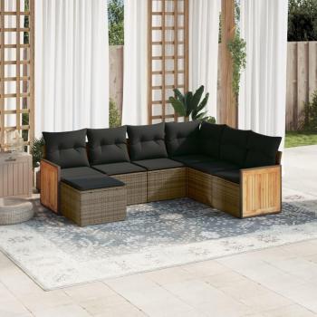 VidaXL Garten-Lounge-Set 7‑Tages: Sofas, Sessel, Kissen – Grau Poly Rattan