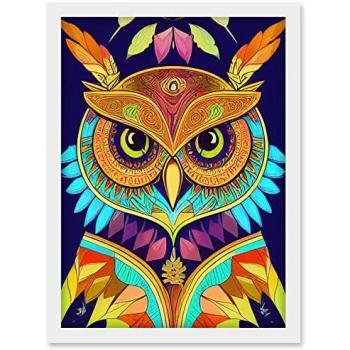 Artery8 Colorful Owl Design – A4 Printed Canvas