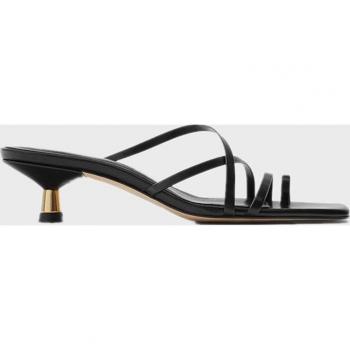 SOUTHLAND Women's Black Slide Sandals with Thin Heel