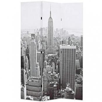 Folding Room Divider New York by Day 120x170 cm Black and White