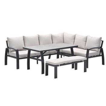 Garden Impressions Desert Sand Comfortset – 4‑delig, Rechts, Tafel & Sportbank inbegrepen
