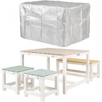 WONDERMAKE® Design Kindersitzgruppe für Garten und Indoor, Holz mit Abdeckung, ab 3 Jahre, bunt