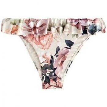 Bas de bikini taille haute à motifs floraux